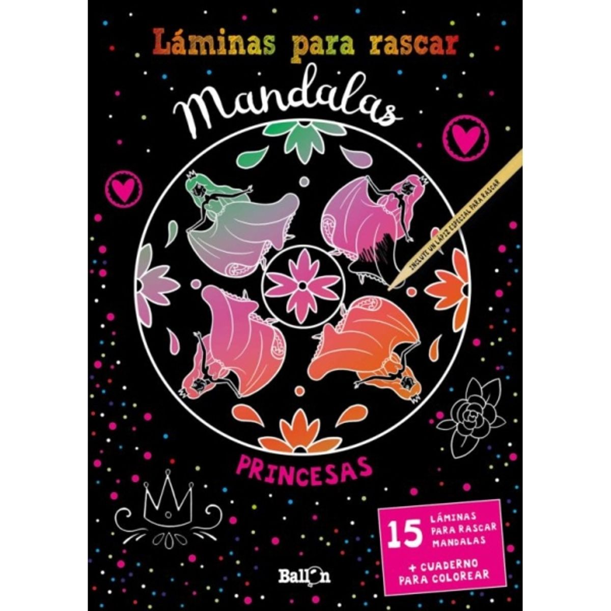 GENERICO - Libro Infantil LAMINAS PARA RASCAR MANDALAS PRINCESAS