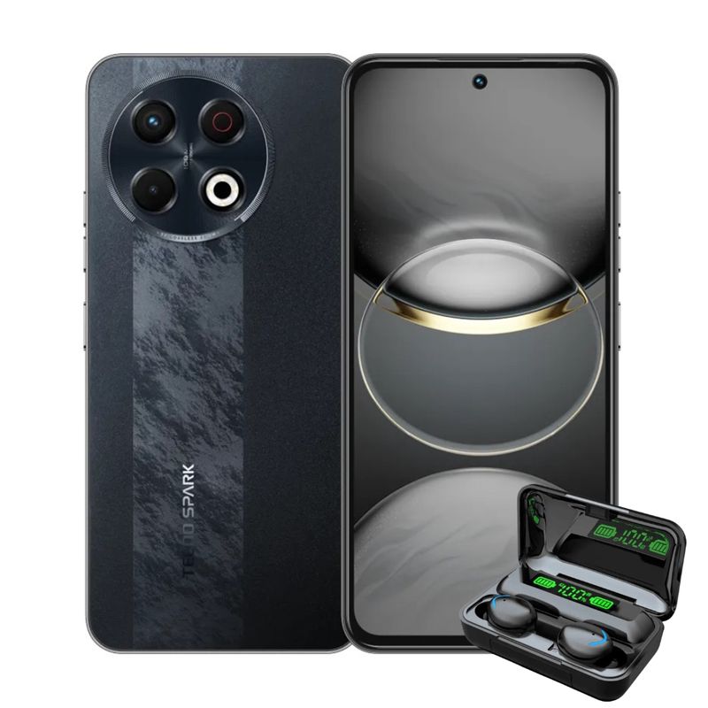 TECNO MOBILE - TECNO SPARK 30 PRO 8GB + 8GB RAM 256GB - NEGRO + AUDIFONOS
