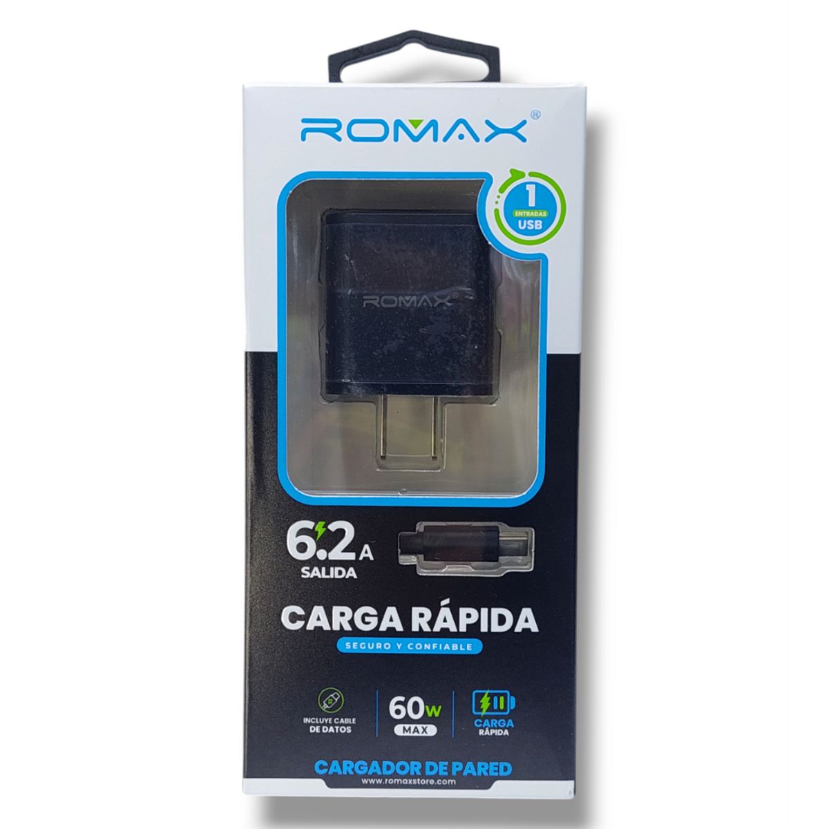 ROMAX - CARGADOR DE CELULAR ROMAX TYPE C 66W NEGRO