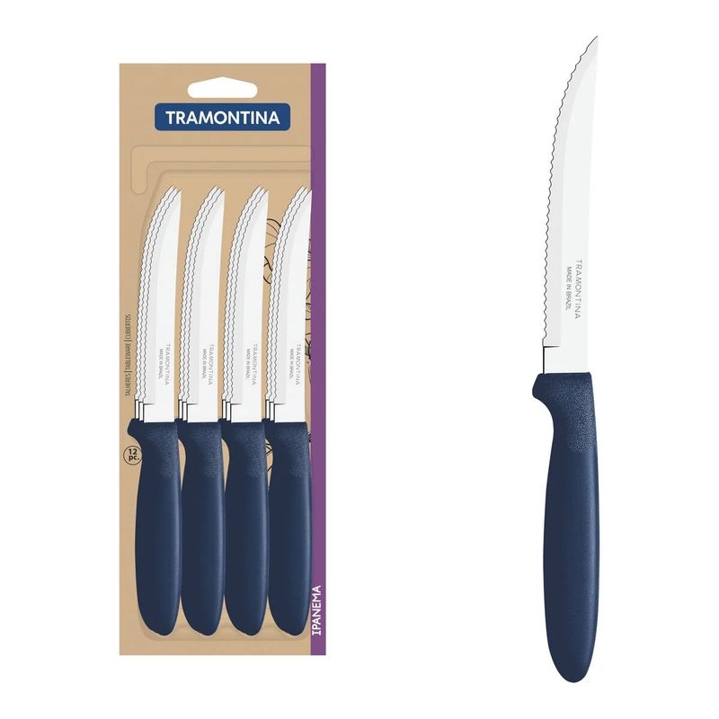 TRAMONTINA - Juego de Cuchillos para Asado Tramontina12 piezas Ipanema Azul