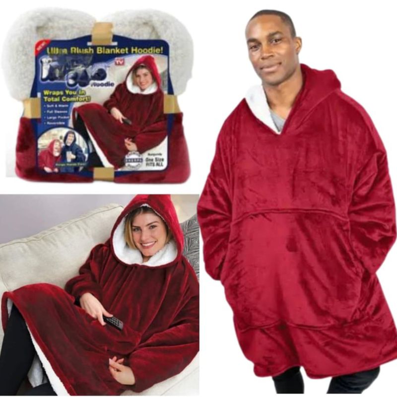 OEM - POLERÓN CALENTADOR IMPORTADO HUGGLE HODDIE - OVERSIZE  GUINDA