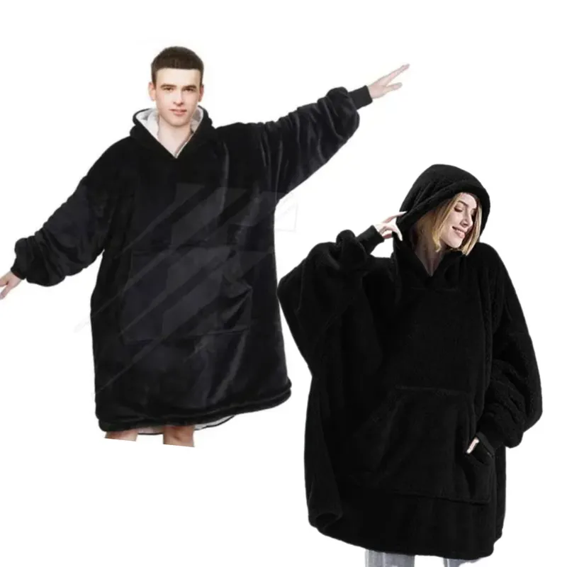 OEM - POLERÓN CALENTADOR IMPORTADO HUGGLE HODDIE - OVERSIZE  NEGRO