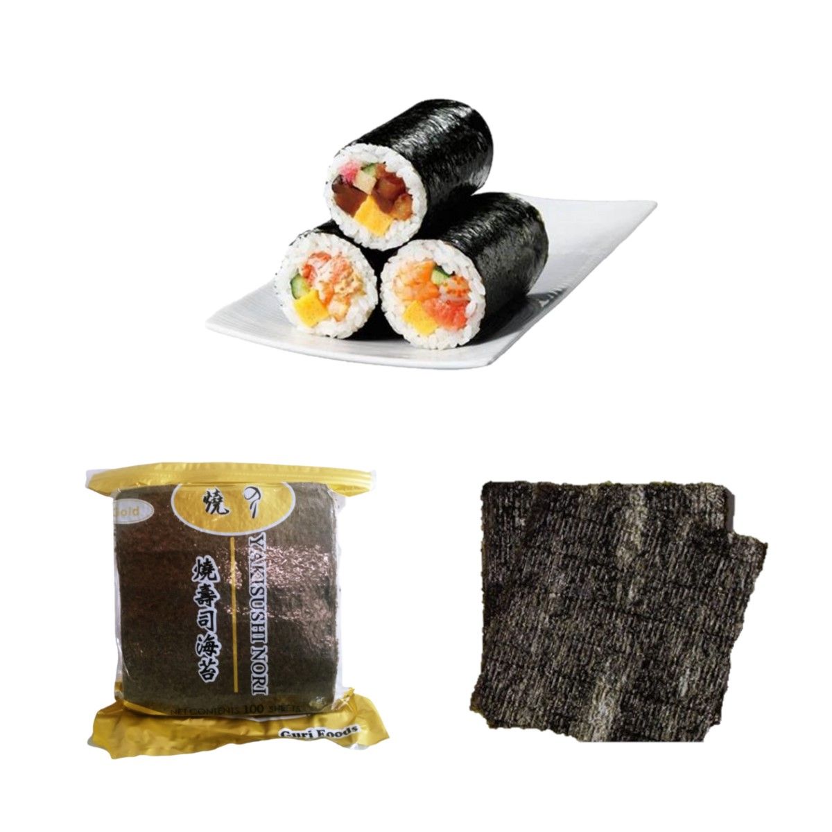 GENERICO - Alga Nori Alga Marina Deshidratada Pack 100u Guri
