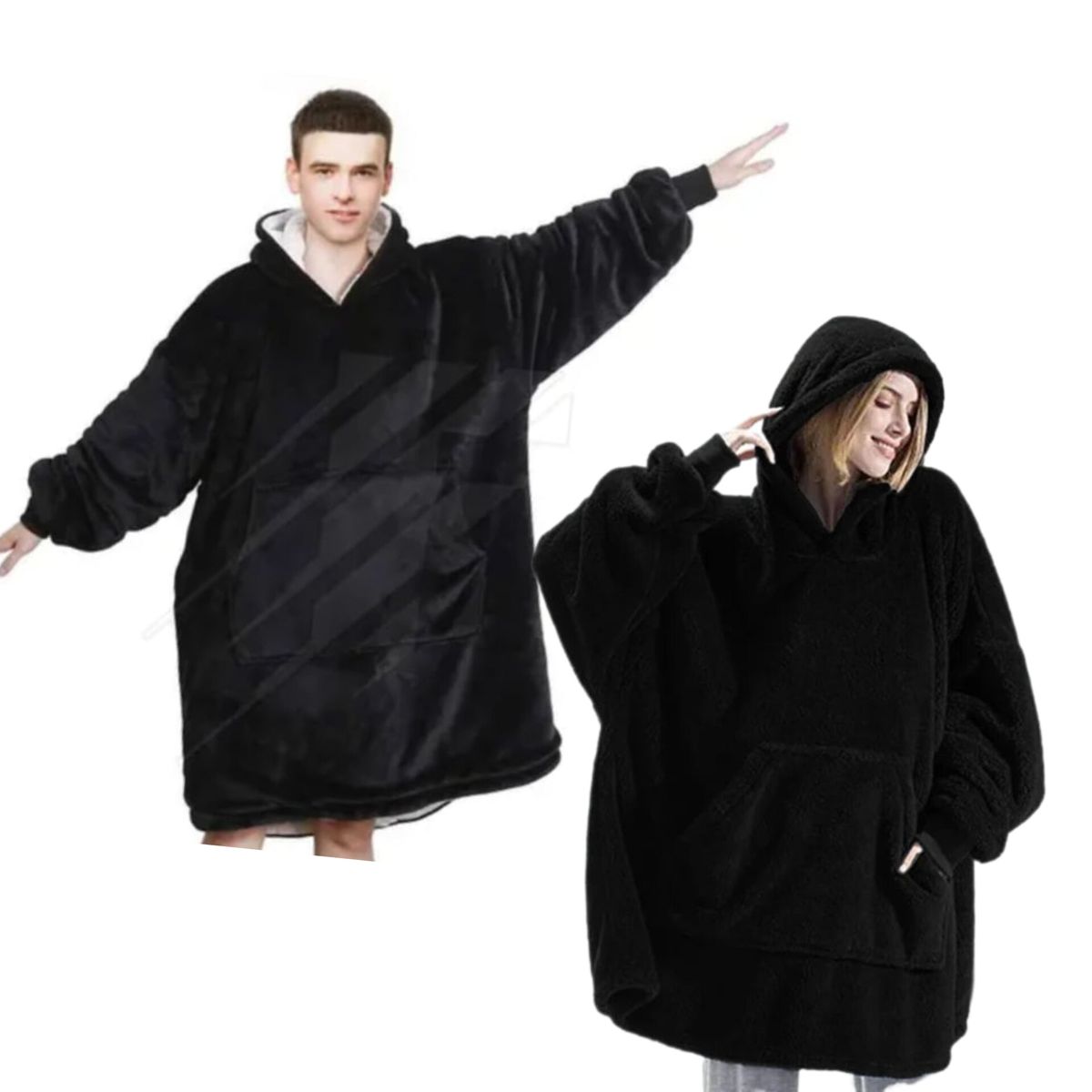 OEM - POLERÓN CALENTADOR IMPORTADO HUGGLE HODDIE - OVERSIZE  NEGRO