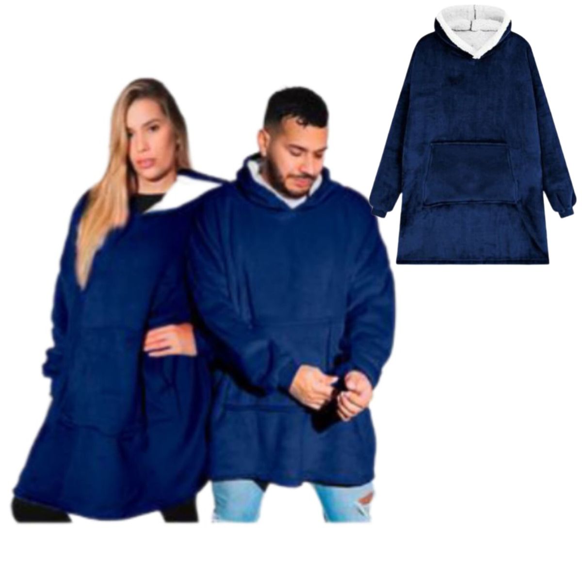 OEM - POLERÓN CALENTADOR IMPORTADO HUGGLE HODDIE - OVERSIZE  AZUL