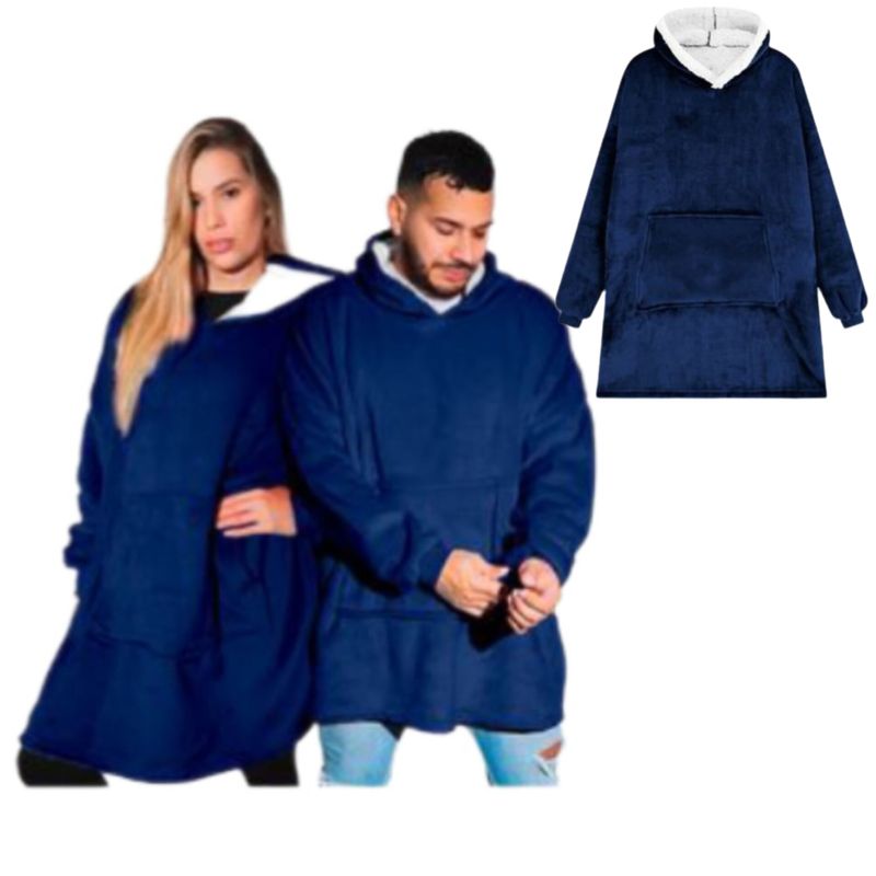 OEM - POLERÓN CALENTADOR IMPORTADO HUGGLE HODDIE - OVERSIZE  AZUL