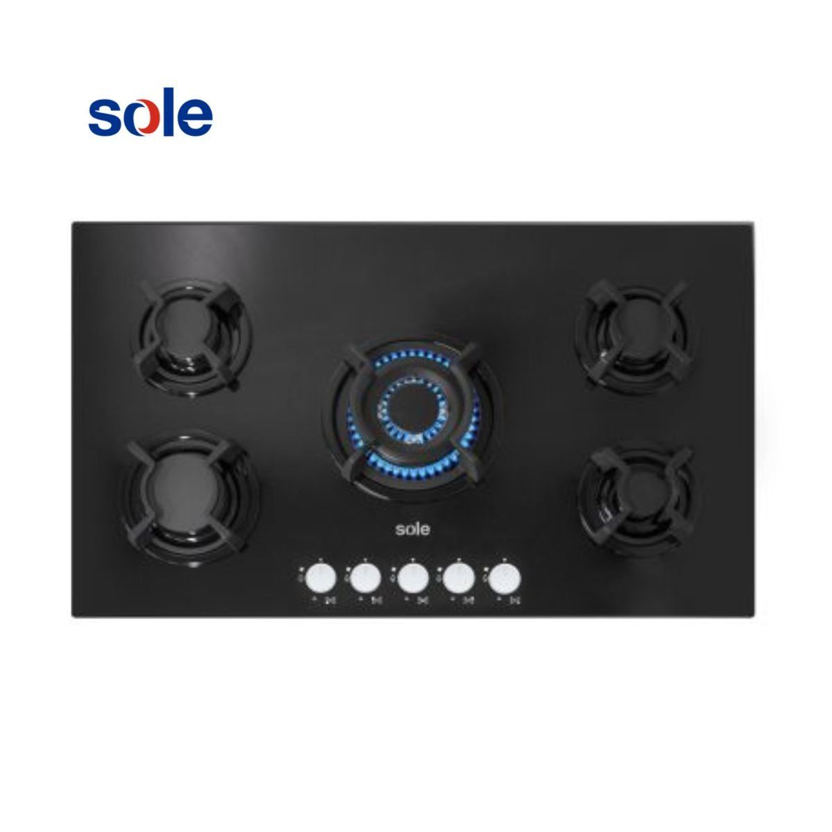 SOLE - Cocina Empotrada Sole Vidrio Templado de 5 Hornillas 86 cm SOLCO033