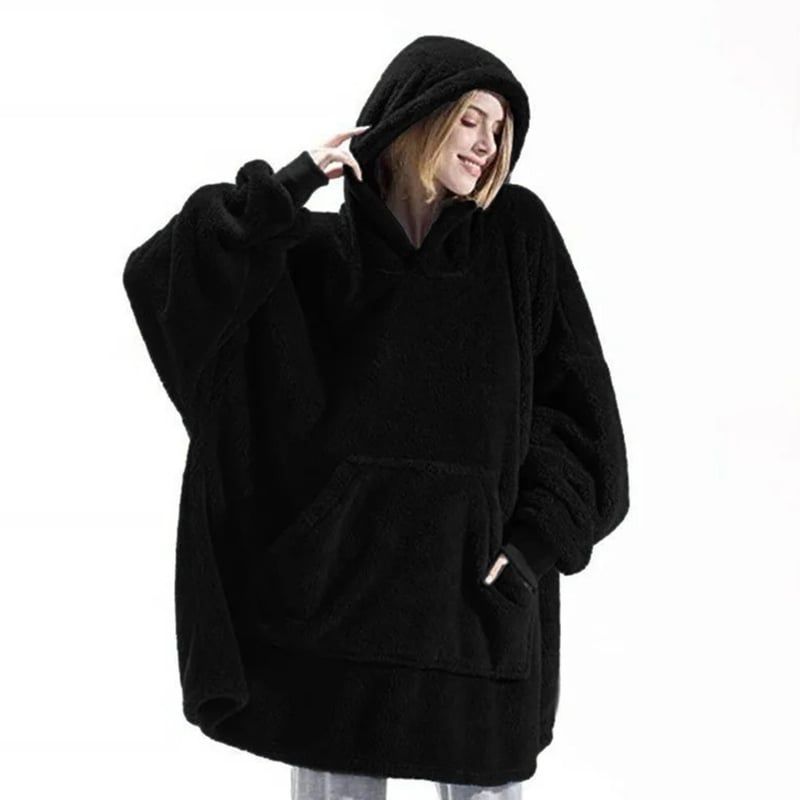 OEM - POLERÓN CALENTADOR IMPORTADO HUGGLE HODDIE- OVERSIZE NEGRO