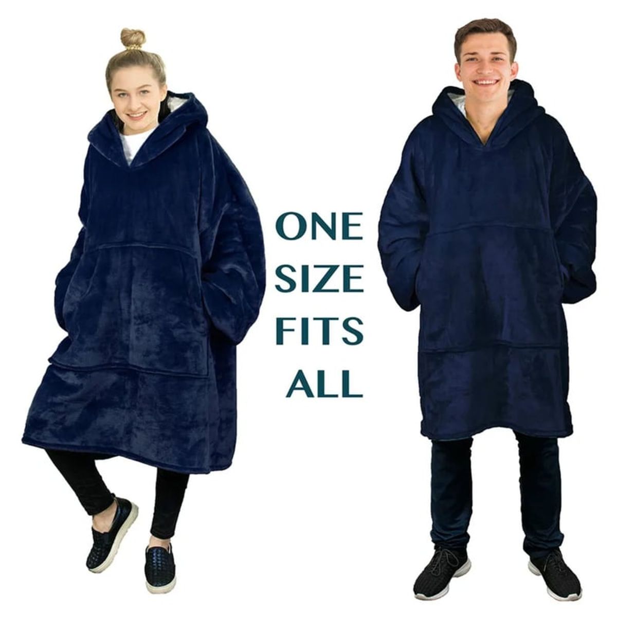 OEM - POLERÓN CALENTADOR IMPORTADO HUGGLE HODDIE- OVERSIZE AZUL