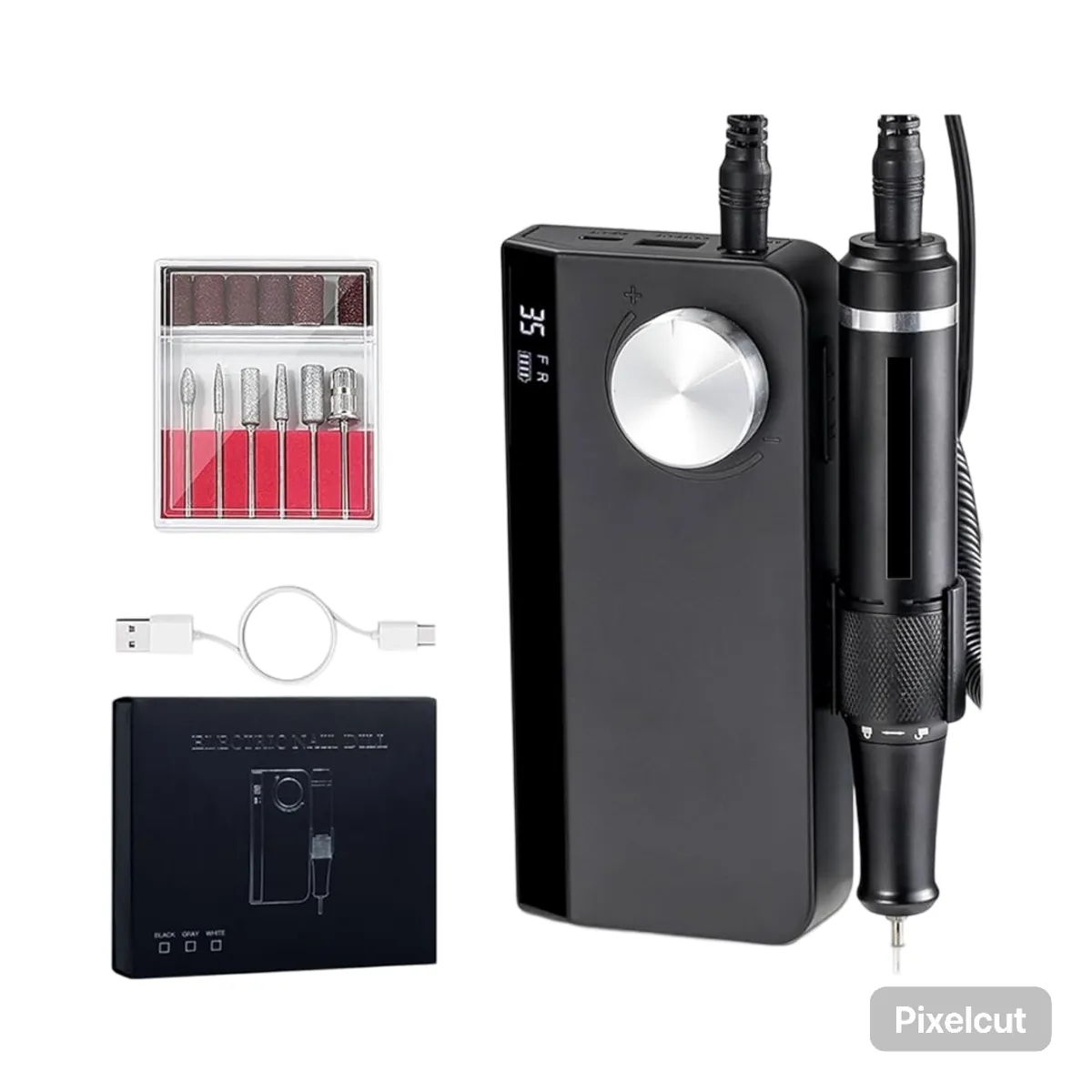 GENERICO - DRILL PULIDOR DE UÑAS 35000RPM COLOR NEGRO