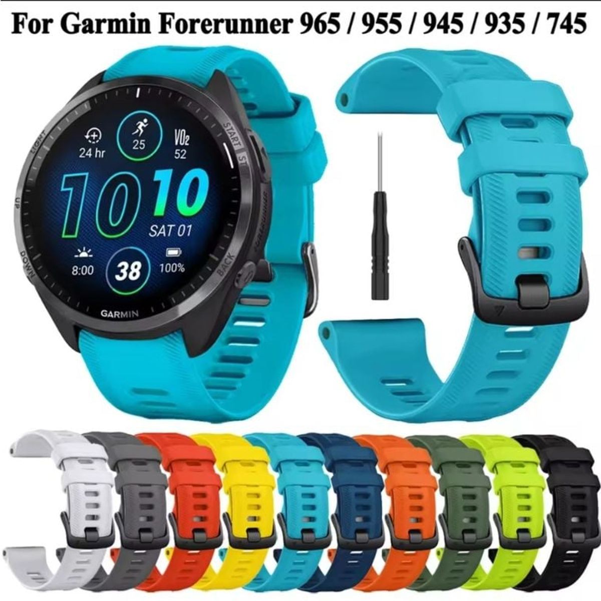 GENERICO - Correa Turquesa para Garmin Forerunner 965 955 945 935 745 22mm
