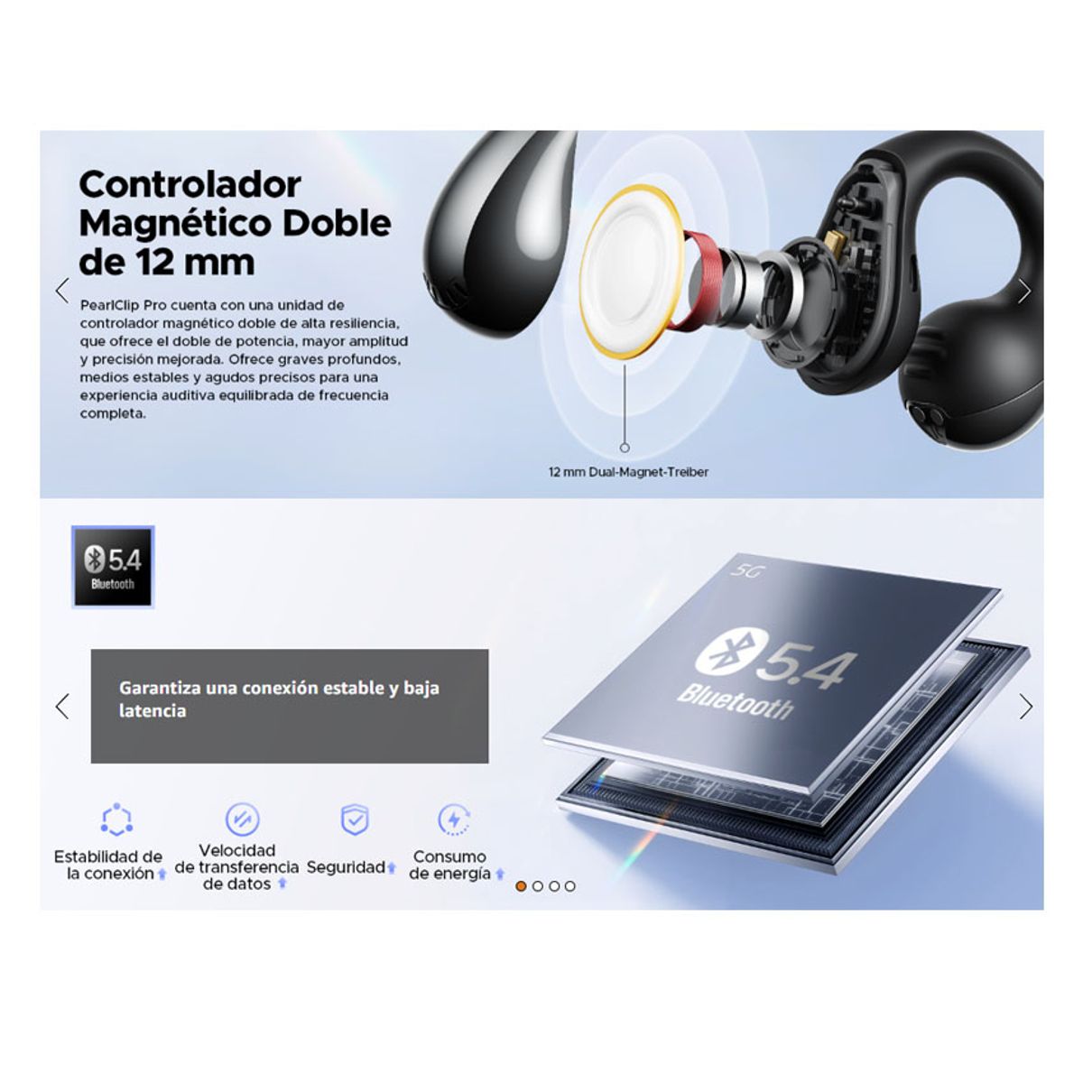 SOUNDPEATS - Audifonos SoundPEATS PearlClip Pro Ear, Audio Espacial BT 5.4 IPX5