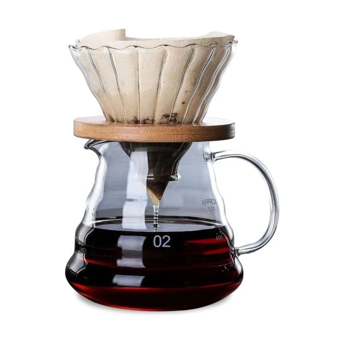 GENERICO - Dripper v60 base de madera + decanter 600 ml GRATIS filtro