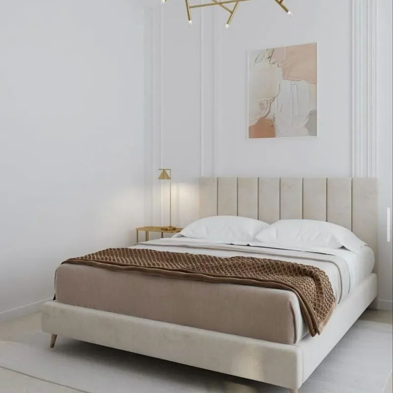 GENERICO - DORMITORIO FARAON 2 PLAZAS BEIGE  BOX TARIMA Y CABECERA