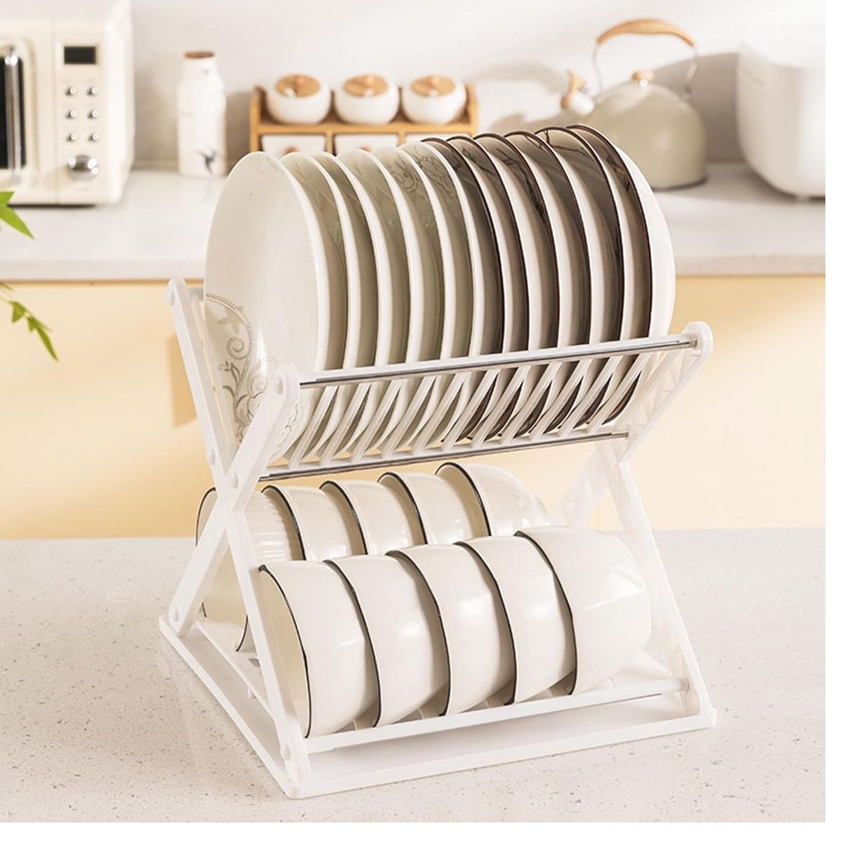 GENERICO - Escurridor De Platos Con Diseño En X Color BLANCO