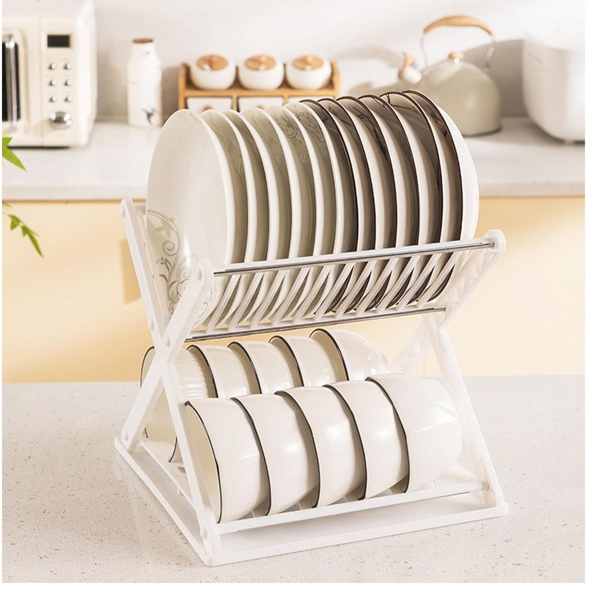 GENERICO - Escurridor De Platos Con Diseño En X Color BLANCO