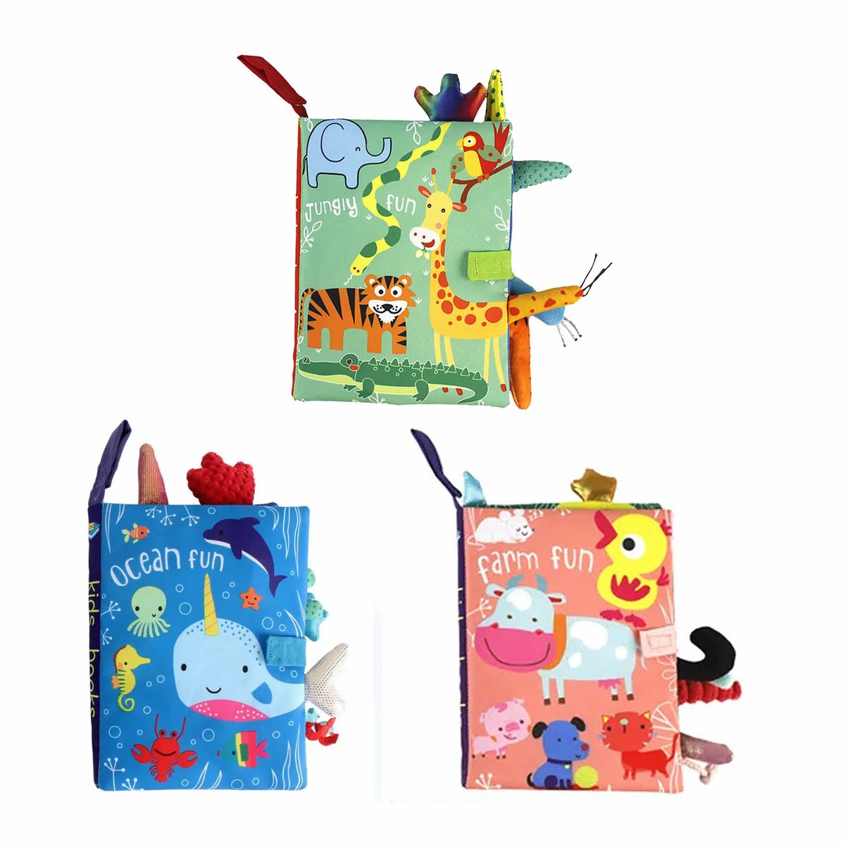 GENERICO - 3 Libros Sensorial deTela Estimulación Visual