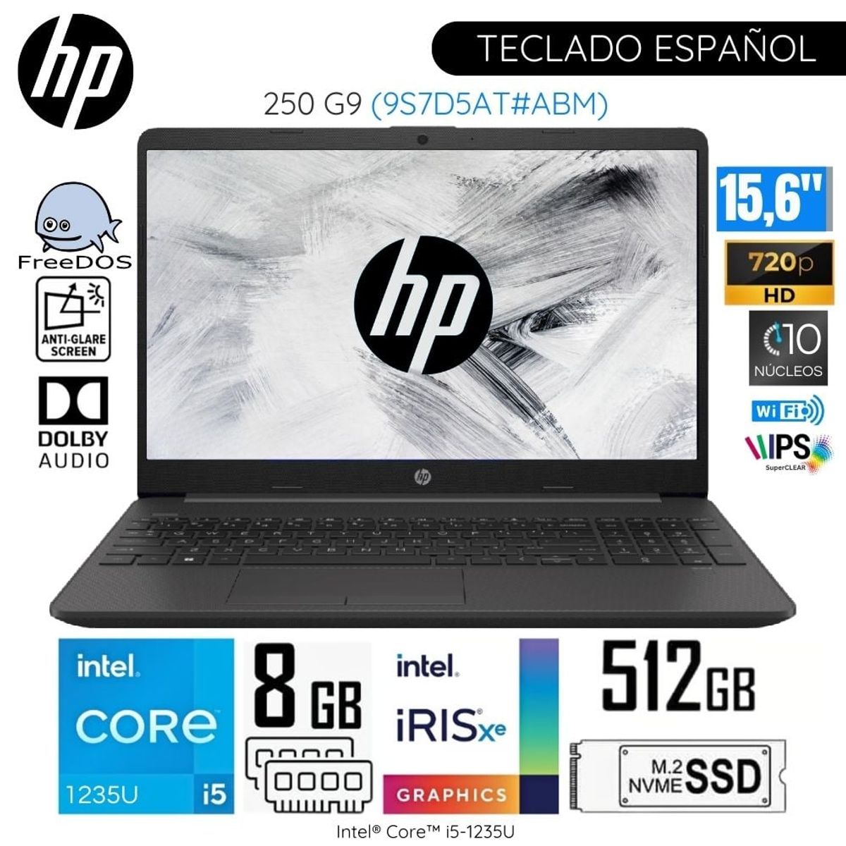 HP - Laptop HP 250 G9 (9S7D5AT#ABM ) Intel Core i5-1235U 8GB RAM 512GB SSD 15.6" HD