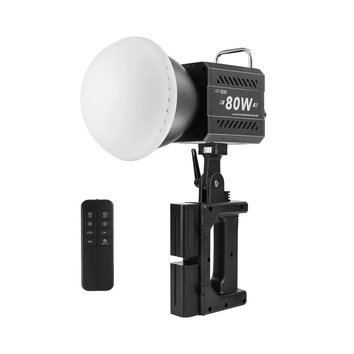 OEM - Luz LED COB 80W 2800K – 7500 K con soporte recargable y doble batería con cargador NP- F750/ F770