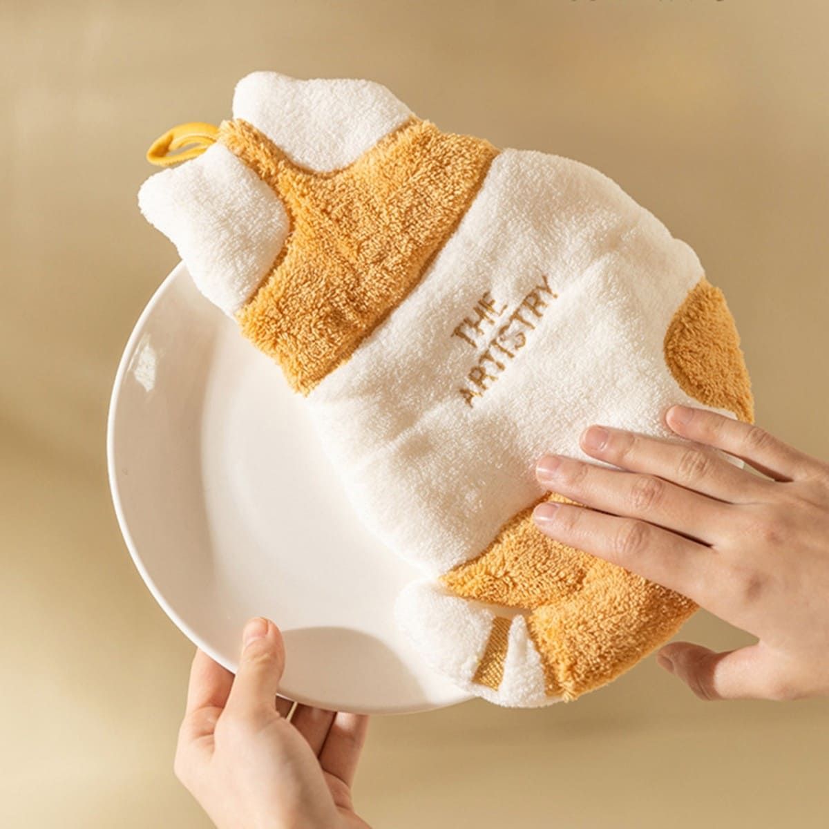 ELMEJORPRECIO - Secador de Mano Absorbente Diseño Gato Anaranjado