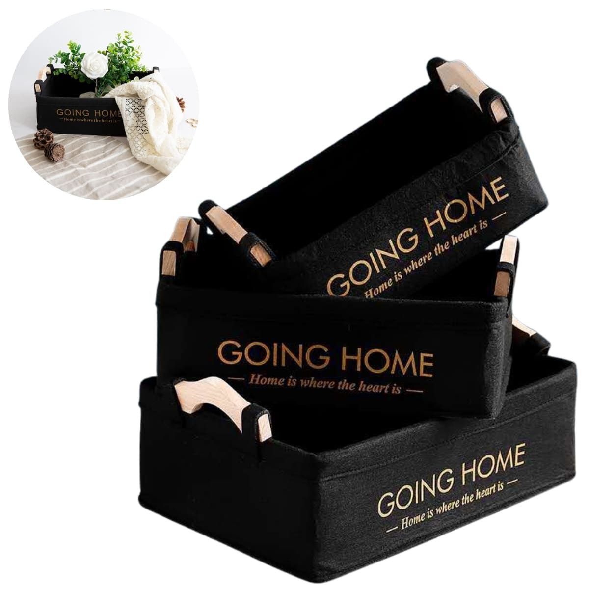 ELMEJORPRECIO - Set de 3 Cesta Organizadoras Multiusos con Asa