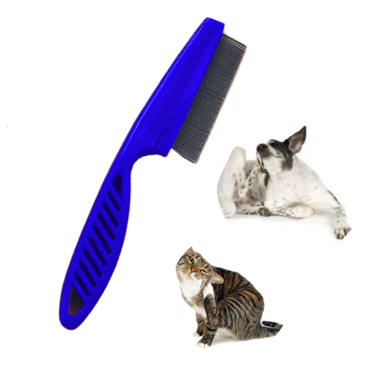 GENERICO - PEINE ANTIGARRAPATAS PIOJOS Y PULGAS MASCOTAS AZUL T-G