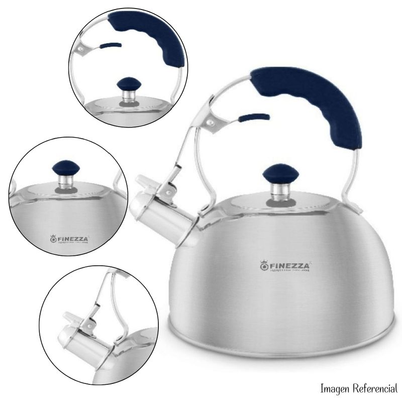 FINEZZA - Tetera Finezza FF-T0046 Acero Inoxidable Azul de 2.5 Litros