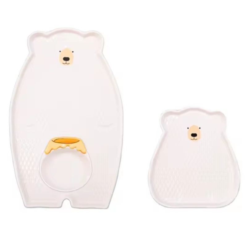 ELMEJORPRECIO - Set de Platos Decorativos Modelo Oso Kuma Blanco