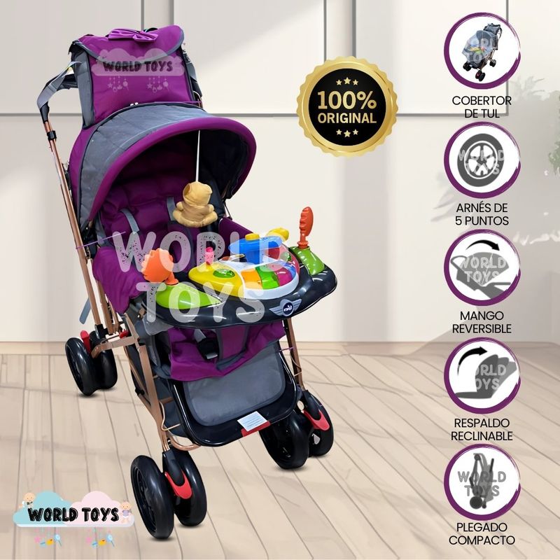 BABY - Coche Cuna con Bolso Pañalero «SHABERT PLUS» Purple