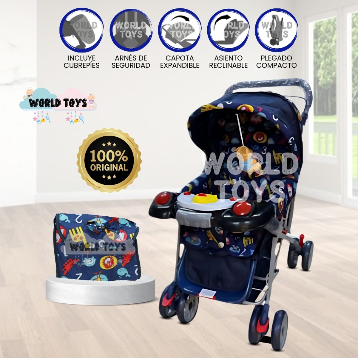 BABY - Coche Cuna con Bolso Pañalero «SHABERT II» Jiraffi
