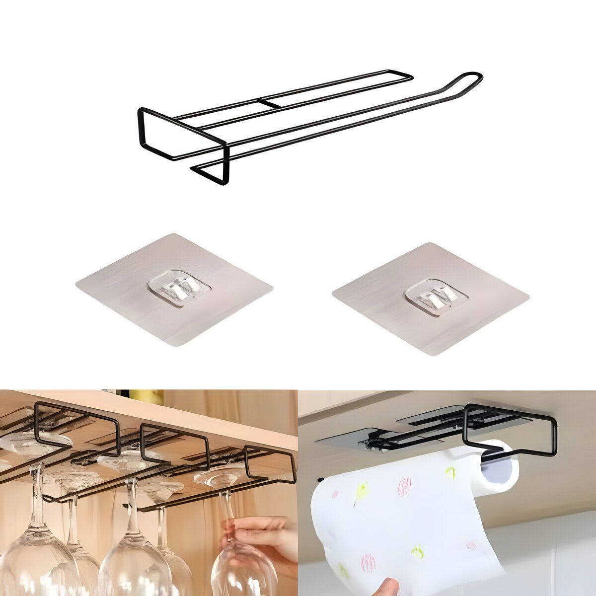 ELMEJORPRECIO - Organizador Colgador De Copas Multiuso De 1 Carril Negro