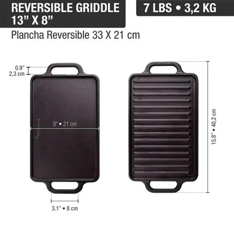 VICTORIA - PLANCHA ASADORA VICTORIA HIERRO FUNDIDO ESMALTADA REVERSIBLE 21X33 CM