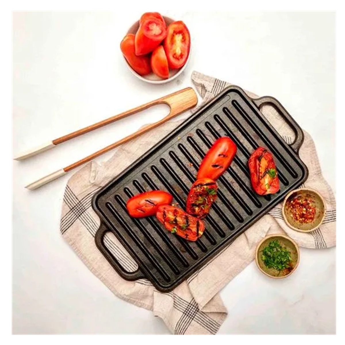 VICTORIA - PLANCHA ASADORA VICTORIA HIERRO FUNDIDO ESMALTADA REVERSIBLE 21X33 CM