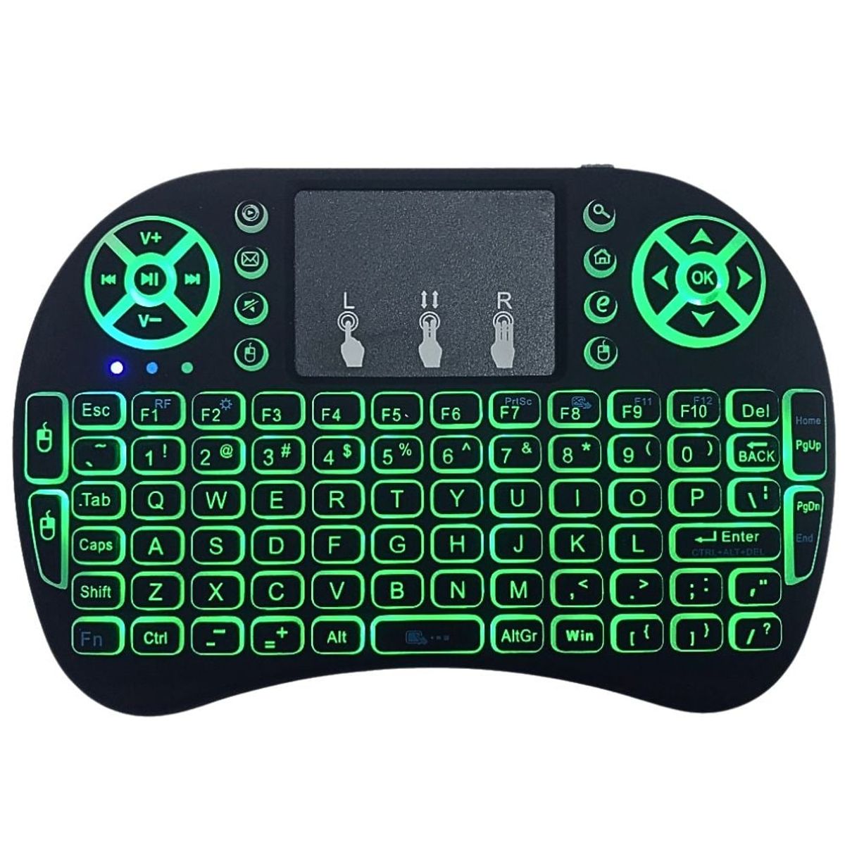 GENERICO - Mini Teclado Inalámbrico con Luz RGB y Función Táctil Control Blacklit