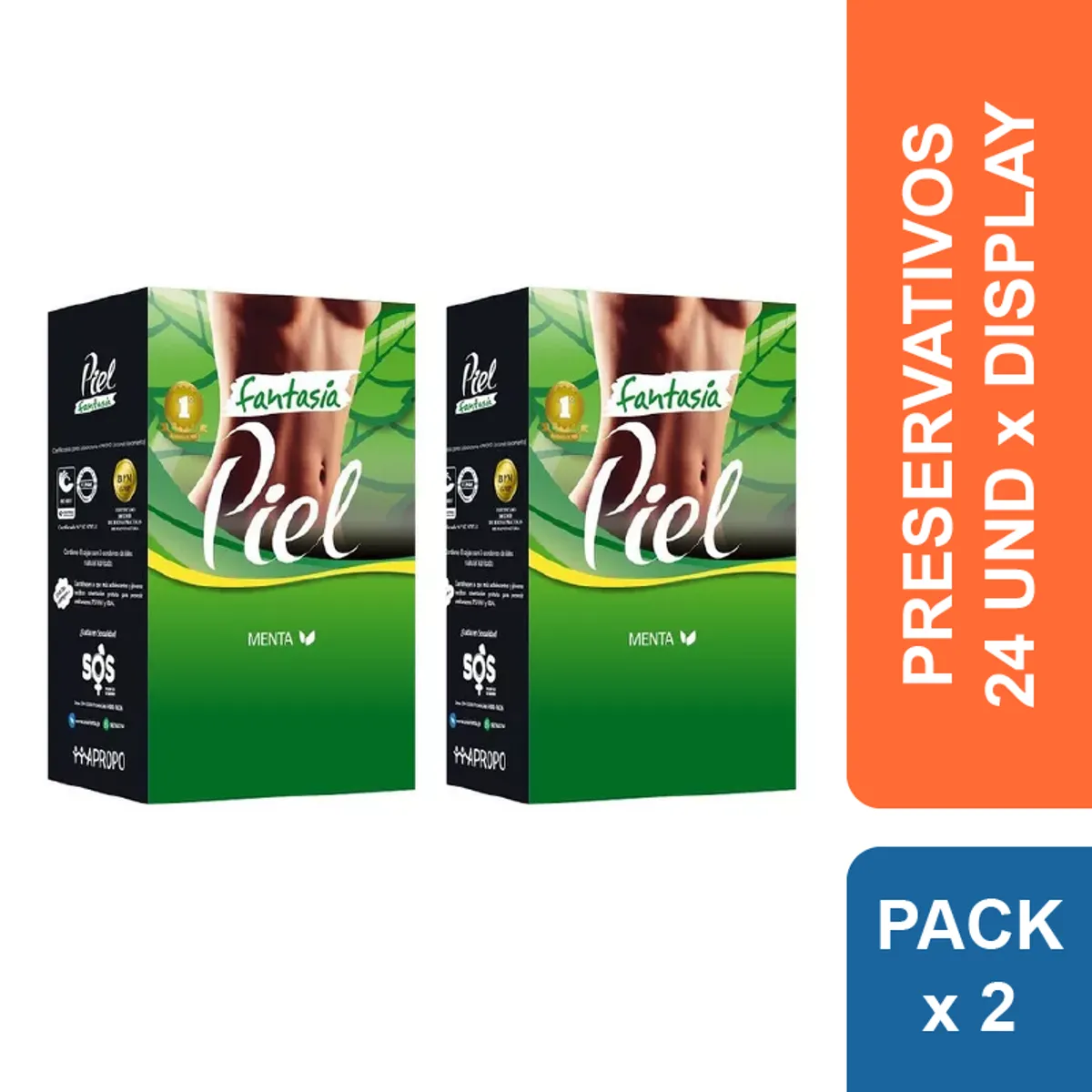 PIEL - Preservativos Piel Menta Caja de 48 Condones
