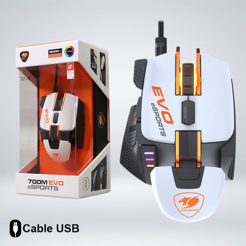 COUGAR - MOUSE GAMING 700M EVO ESPORTS WHITE - ERGONÓMICO