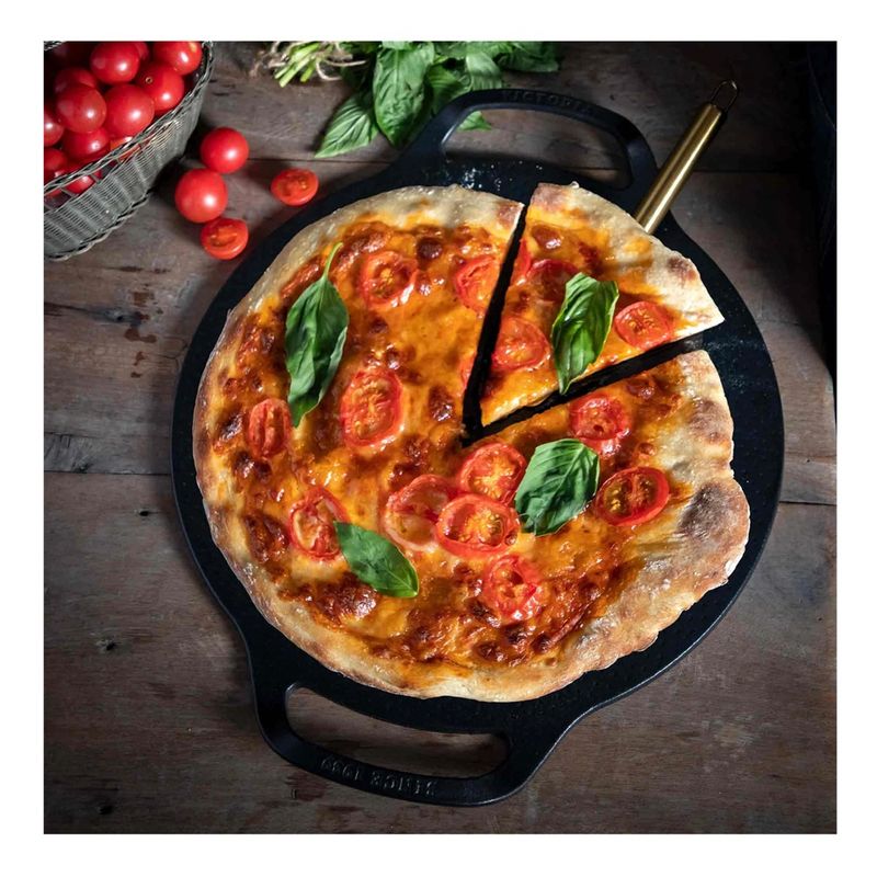 VICTORIA - PLANCHA PARA PIZZA Y PANCAKES VICTORIA DE 38 CM O 15 PULGADAS CON ASAS
