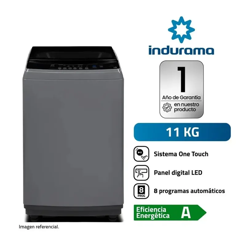 INDURAMA - Lavadora Automática INDURAMA LRI-11DGR 11 Kg Gris Oscuro