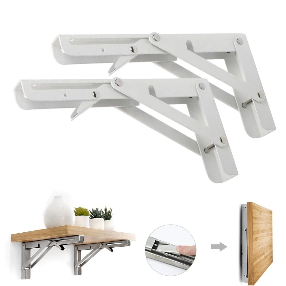 PENTHA - Repisa Soporte Ángulo Plegable Push 20cm Pack X4