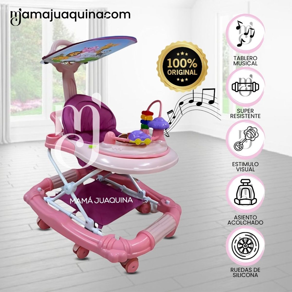 BABY - Andador con Tablero Musical «FIRST WALK»  Pink