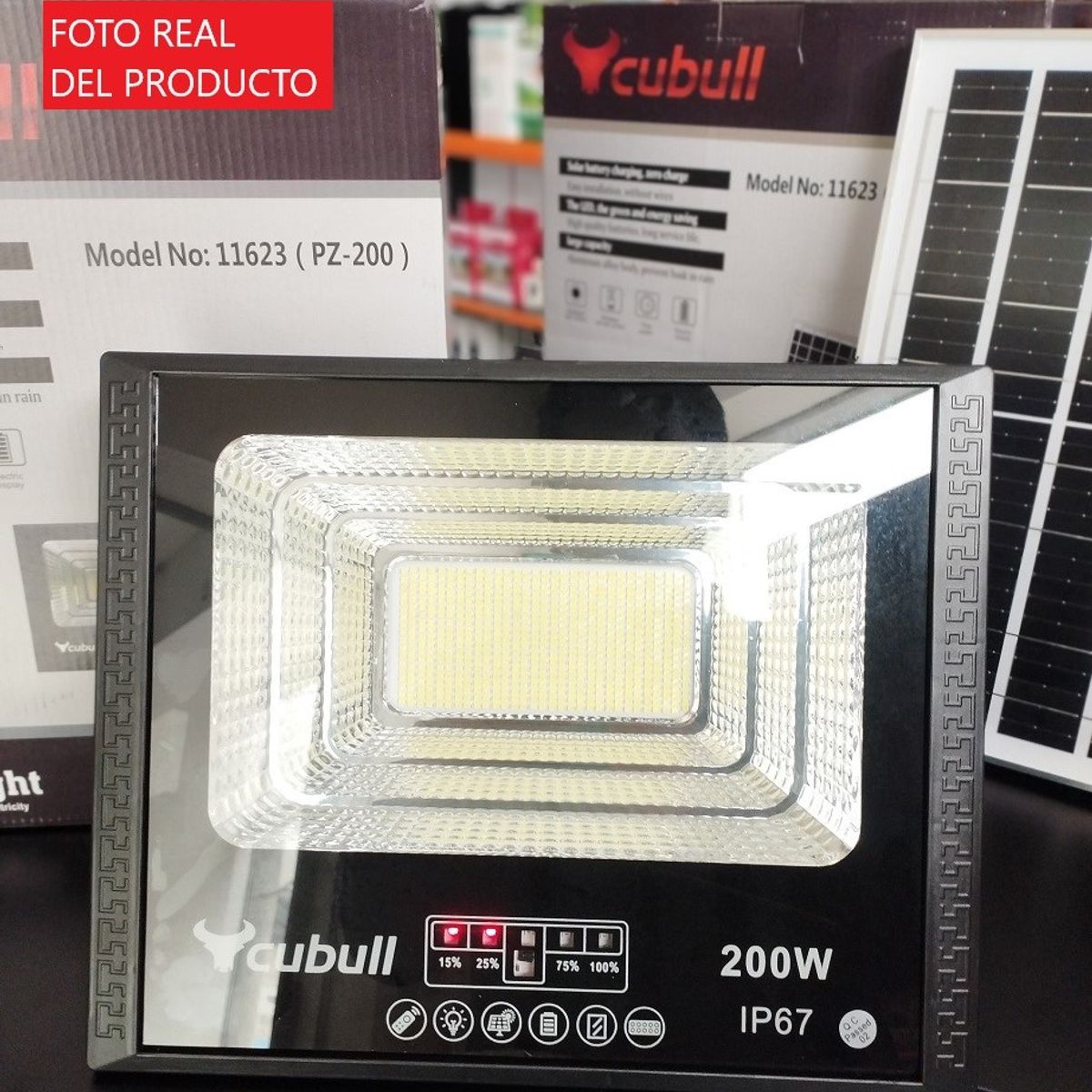 SEISA - Reflector Solar Led 200W - Con Sensor de luz y Autoencendido - Cubull