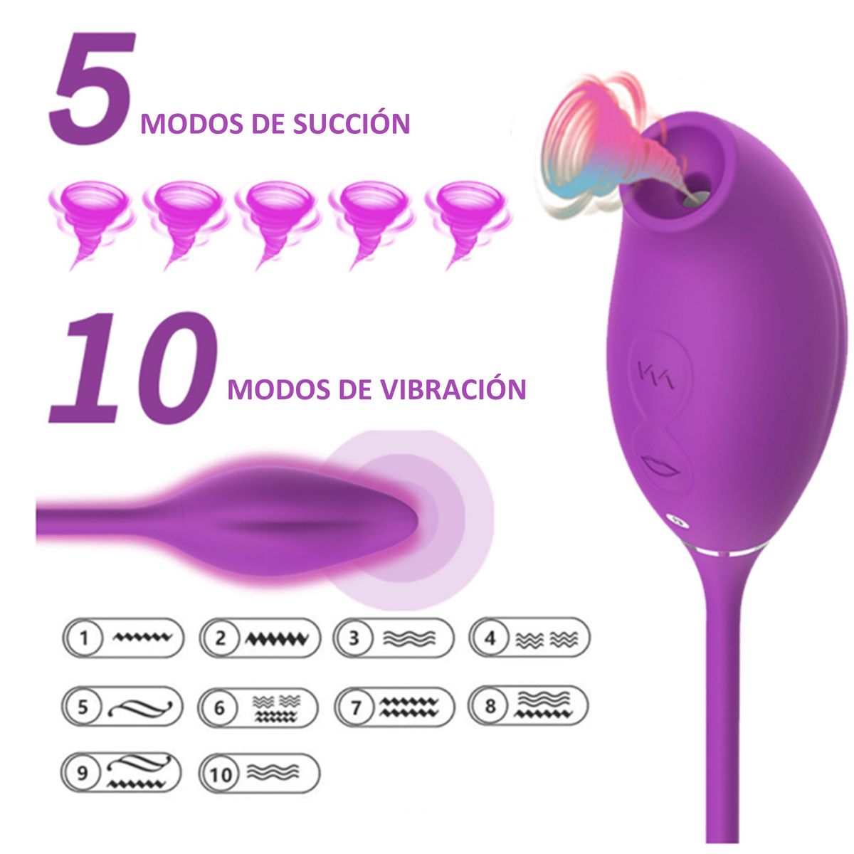 GENERICO - Vibrador y Succionador 2 en 1 en Color Rosado
