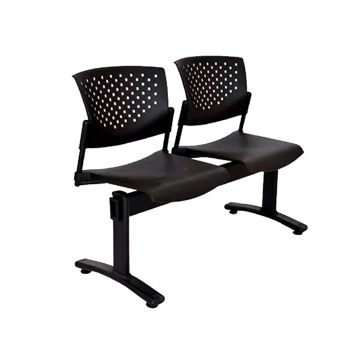 OFIDEAS - Banqueta De Espera Butterfly 2 Asientos Negro Estructura Negro Ofideas