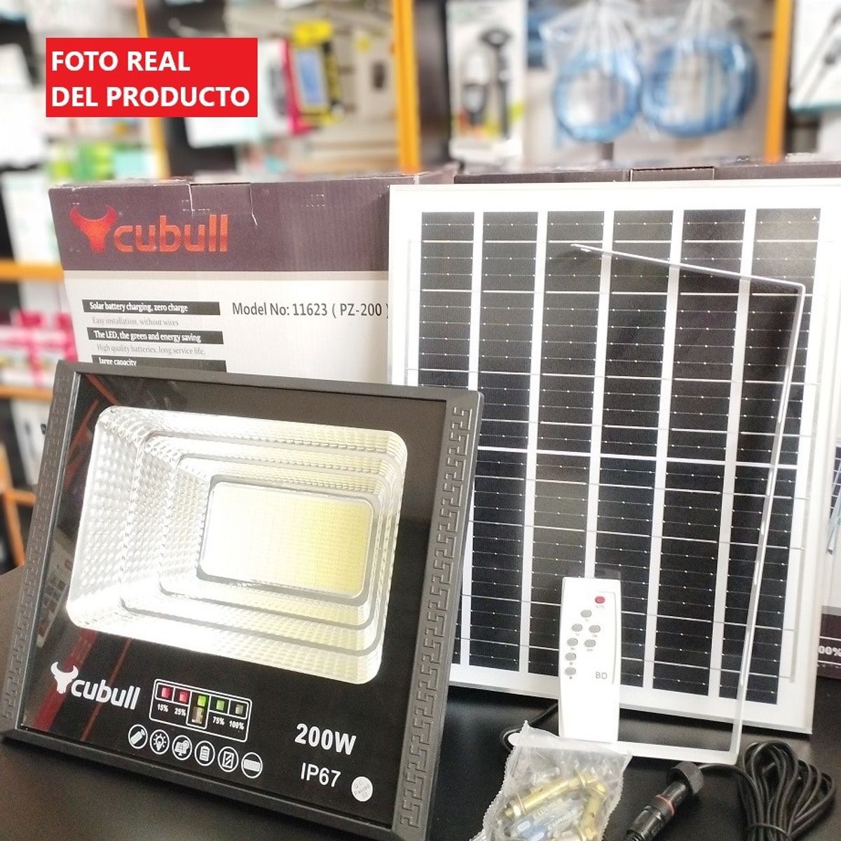 SEISA - Lampara Luz Solar Led 200W - Con Sensor de luz y Autoencendido