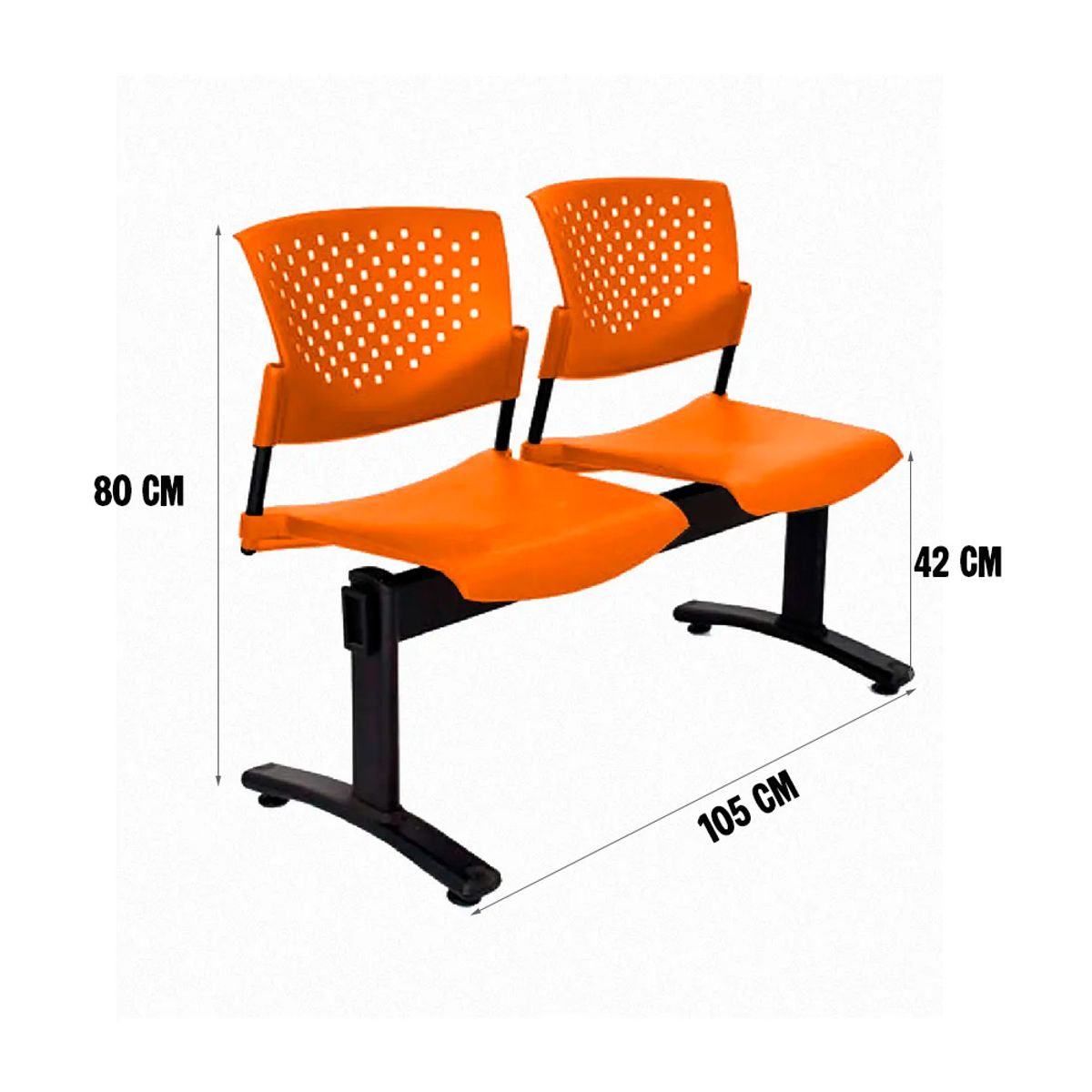 OFIDEAS - Banqueta Butterfly 2 Asientos Naranja Estructura Negro Ofideas