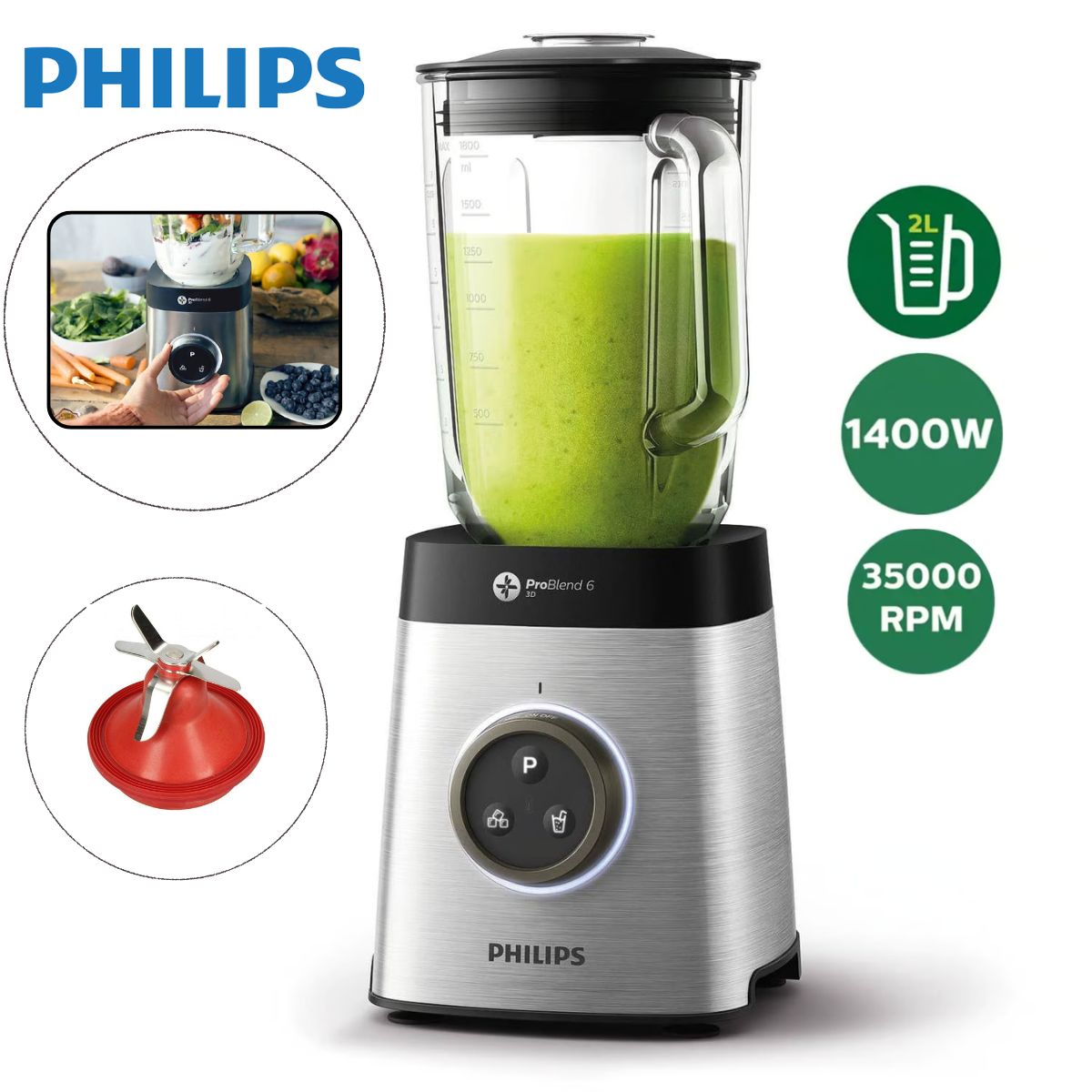 PHILIPS - Licuadora Philips HR3652/00 2 Lt 1400 W