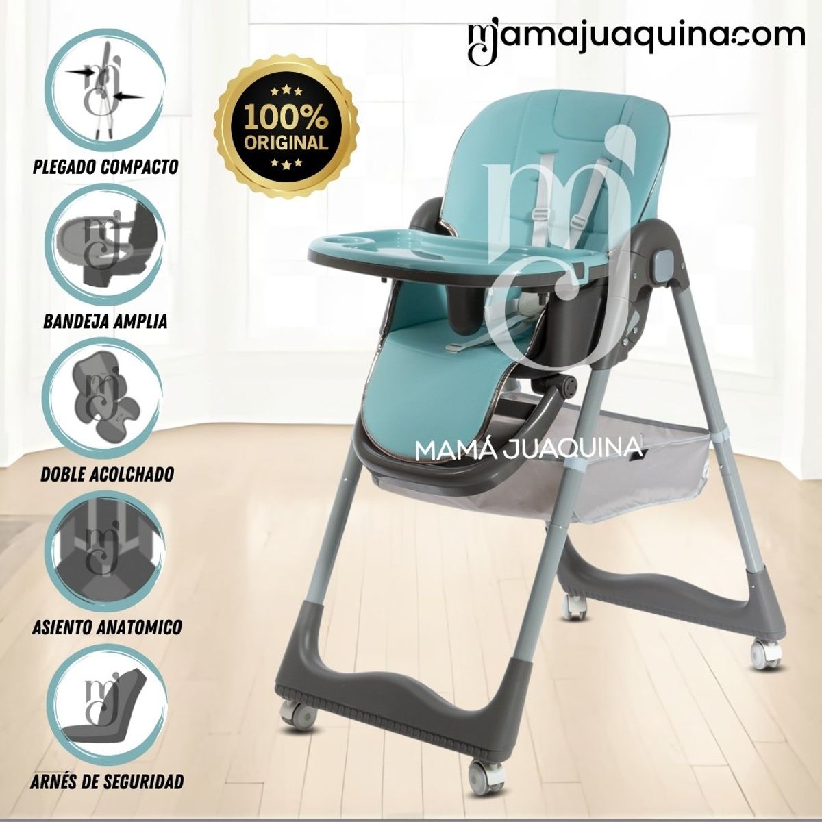 BABY - Silla de Comer Plegable «ALAI» Light Blue