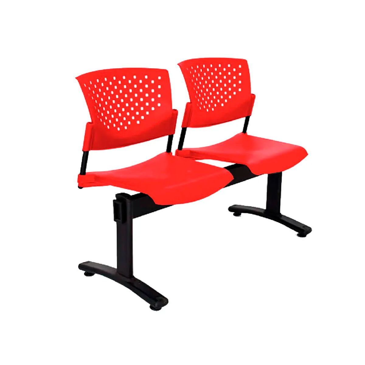 OFIDEAS - Banqueta De Espera Butterfly 2 Asientos Rojo Estructura Negro Ofideas