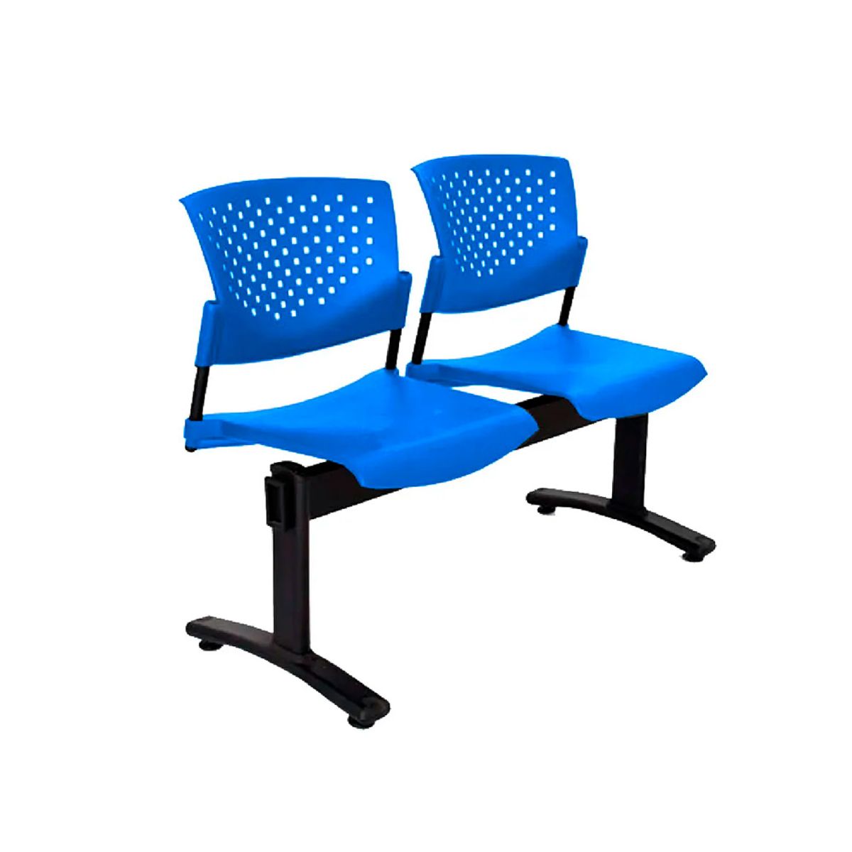 OFIDEAS - Banqueta De Espera Butterfly 2 Asientos Azul Estructura Negro Ofideas