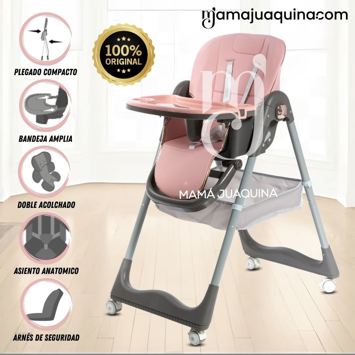 BABY - Silla de Comer Plegable «ALAI» Pink